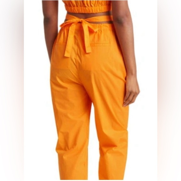 NICHOLAS Orange Cotton TARON wrap waist tapered leg pants size 4 - Picture 2 of 14